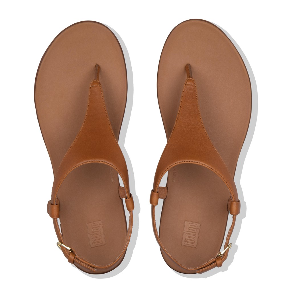 Fitflop Womens Sandals - Lainey Leather Back-strap - Brown - 079-ZNGLHB
